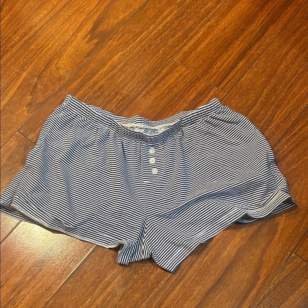 No Boundaries Blue and White Striped Shorts